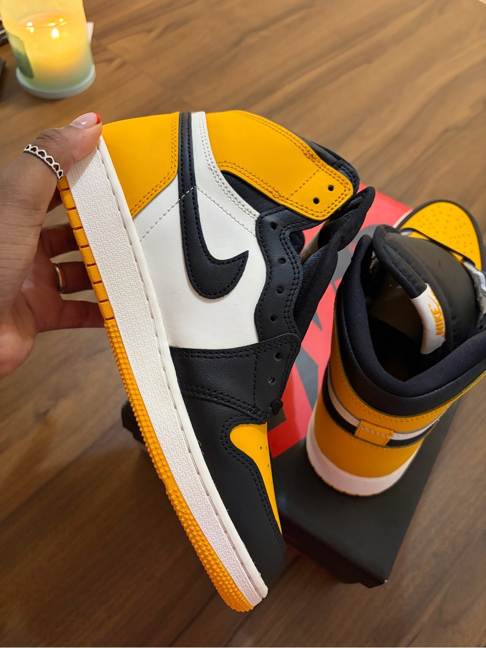 Nike Jordan Kids Black White Yellow High-Top Sneakers